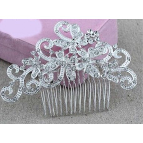 Bridal Wedding Butterfly Crystal Rhinestone Hair Clip Comb Pin Diamante Silver