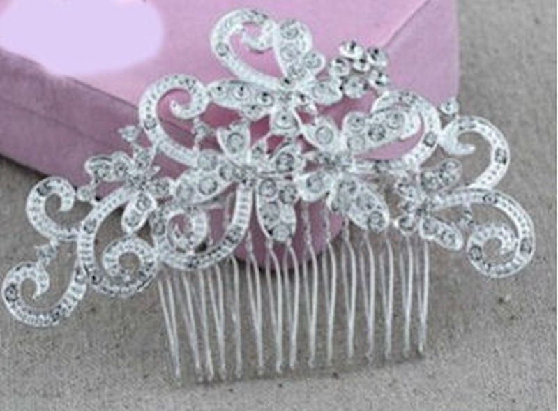 Bridal Wedding Butterfly Crystal Rhinestone Hair Clip Comb Pin Diamante  Silver - Just Beauty Products, Inc.