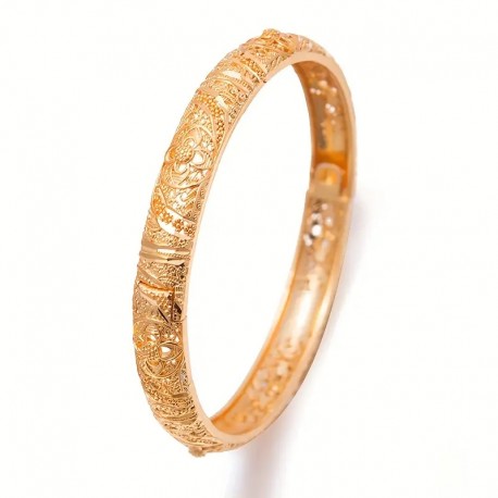 24K Gold Plated Ladies Cuff Bangle Hand Jewelry Bridal Luxury Ethnic Style Cuff Bangle Ladies Urban Fashion Bangle(1)