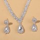 Women's Luxury Teardrop Shape Zircon Pendant Necklace & Earring Fine Jewelry Set