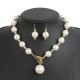 Faux Pearl Decor Necklace Elegant Short Clavicle Chain Necklace with Matching Earrings