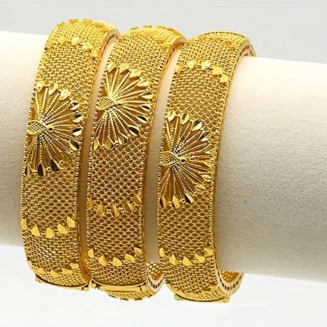 Dubai Classic Yellow Golden Hollow Retro Bracelet Bangle Luxury Fine Jewelry(1)
