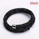 Double Crystal Bracelets Two Laps Wrap Bracelet, Stainless Steel Rhinestone Crystal Bangle