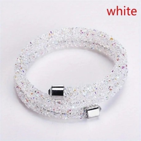 Double Crystal Bracelets Two Laps Wrap Bracelet, Stainless Steel Rhinestone Crystal Bangle