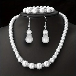 1 pair Elegent Milky Stone Jewelery Set - Earrings, Necklace, and Bracelet