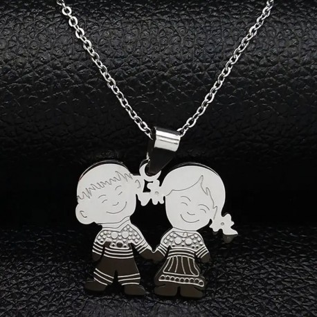 1pc Fashion Stainless Steel Necklace, Titanium Steel Couple Pendant