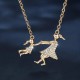 1pc Creative Fashion Shiny Mom And Girl Pendant Necklace (Gold)