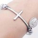 1pc Stainless Steel Jewelry,8mm Round Rosary Bead Bracelet Elastic Cord, Unisex