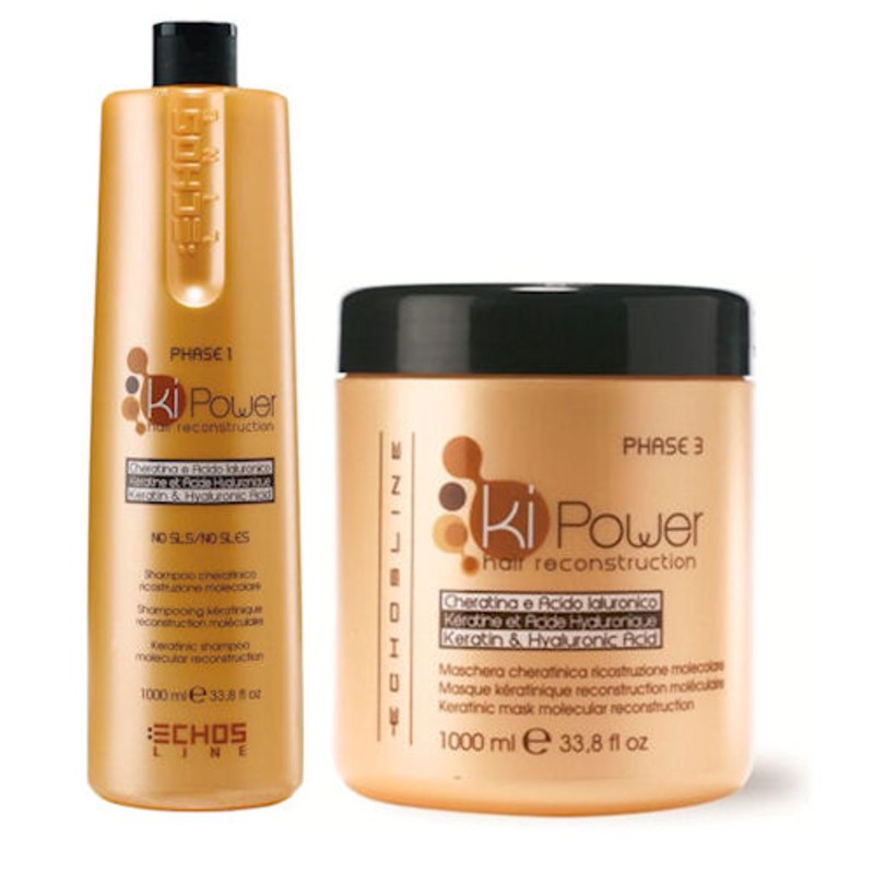 Echosline KiPower Queratinico Duo Kit 1000 ml. 1)Champu & 1)Mascara