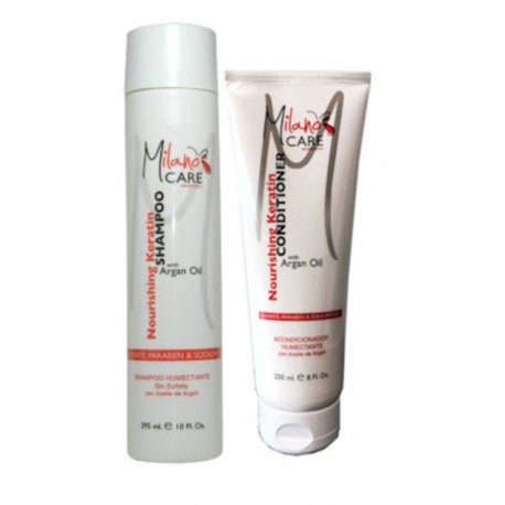 Milano Care Champú & Condicioner con Queratina y Aceite de Argán Kit (2 artículos)