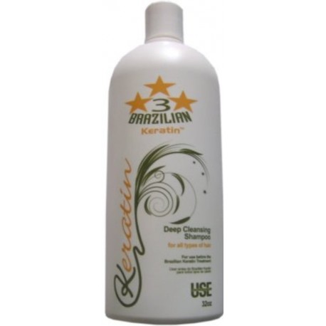 Three Star Champú con Queratina Limpieza Profunda 32 oz