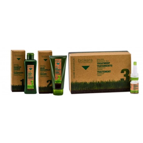 Salerm Biokera Natura Especifico Grasa -(1)Champu 10.8oz-(1) Mascarilla 6.9oz-(1)Tratamiento 6x10ml