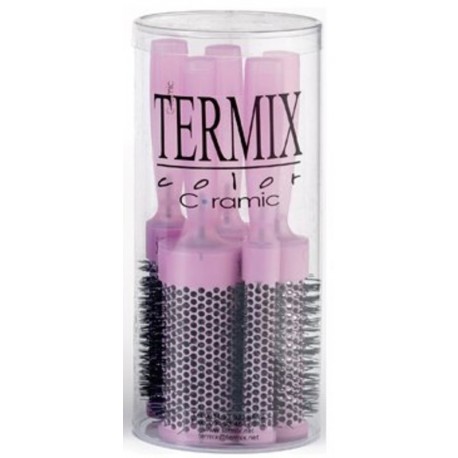 Termix Hairbrush Ceramic Ionic Color Fuchsia Case of 5 Hairbrushes (17mm, 23mm, 28mm, 32mm and 43mm)